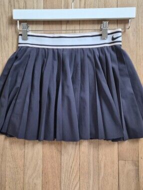 Nike Dark Gray Pleated Tennis Skirt with White Waistband W/ Peach - Small